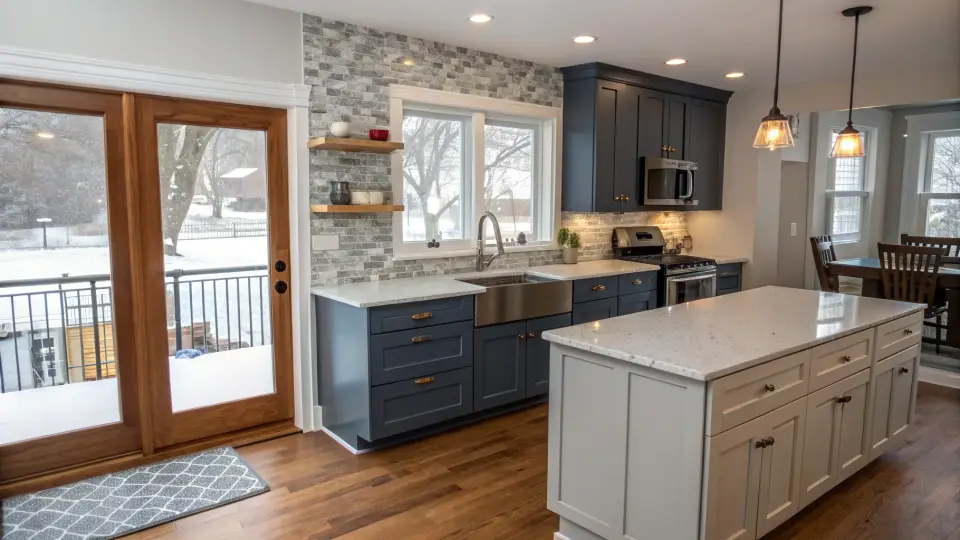 Illustration of a kitchen remodeling project
