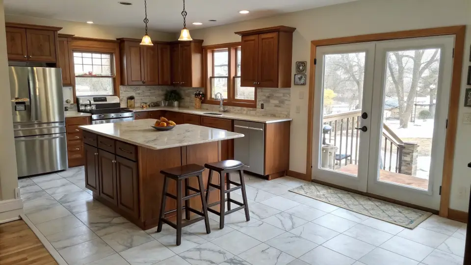 Illustration of a kitchen remodeling project