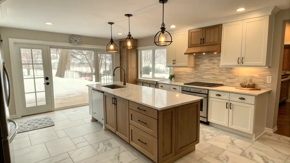Illustration of a kitchen remodeling project