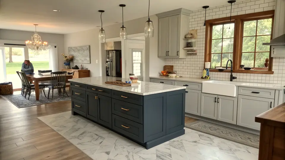 Illustration of a kitchen remodeling project