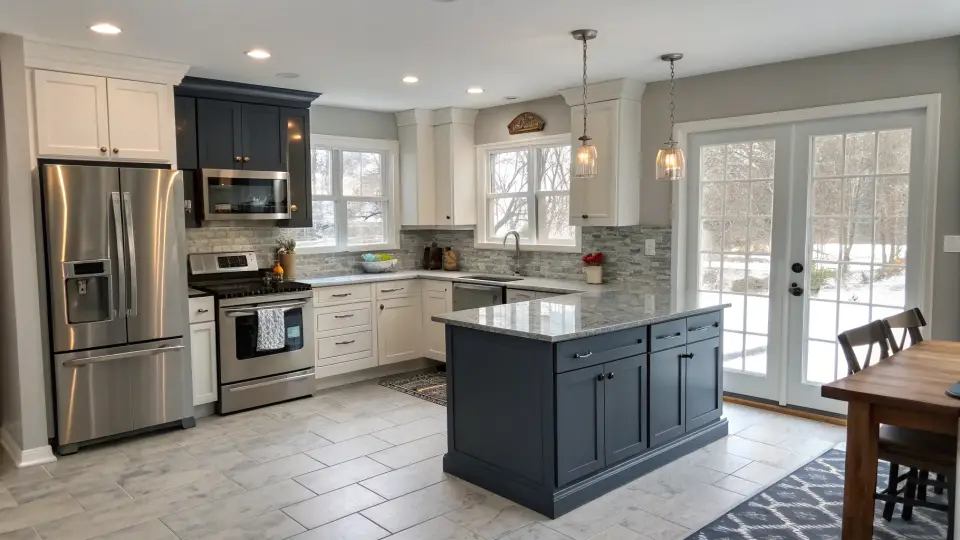 Illustration of a kitchen remodeling project